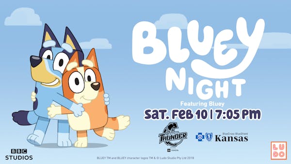Bluey and Pucks 'N Pups Night, presented by Blue Cross & Blue Shield of Kansas and Little Buster's Sports Bar & Grill